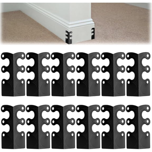 Metal Baseboard Corner Protectors, 12PCS Vintage Skiffers Skirting Decorative Protector Cover Table Corner Edge Cover Safety Bracket with Screws, Black