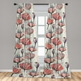 thumbnail image 4 of Ambesonne Floral Vintage Curtains, Retro Poppy Flowers, Pair of 28"x84", Burnt Sienna Dust Grey, 4 of 5