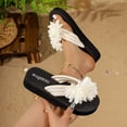 thumbnail image 2 of CHUMUD Womens Outdoor Fuzzy Flower Decor Toe Post Platform Flip-Flop Sandals, Casual Open Toe Slip-On Slippers, Lightweight Summer Beach Sandals, 2 of 9