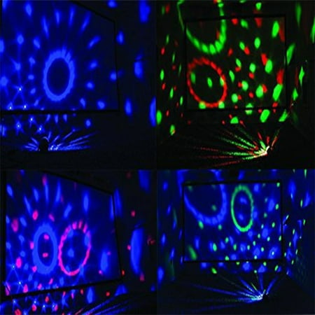 Portworld Disco Ball Party Light 5W RGBWP LED Crystal Rotating Strobe Lamp With Remote Control 7 Color Mini Magic DJ Lighting Sound Activated Club Karaoke Stage Lights Party Supplies