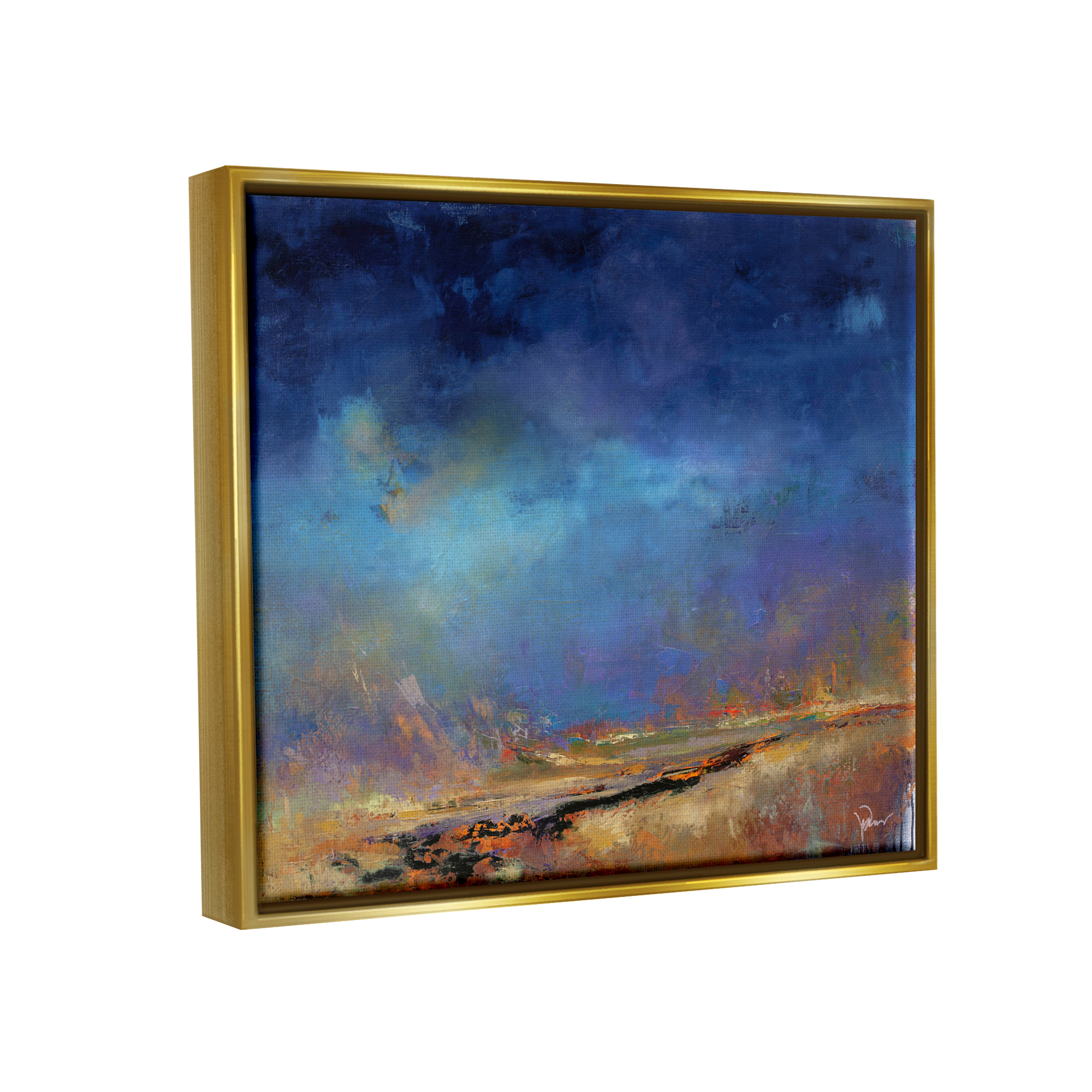 Stupell Lost Land Abstract Landscape Abstract Painting Gold Floater Framed Art Print Wall Art
