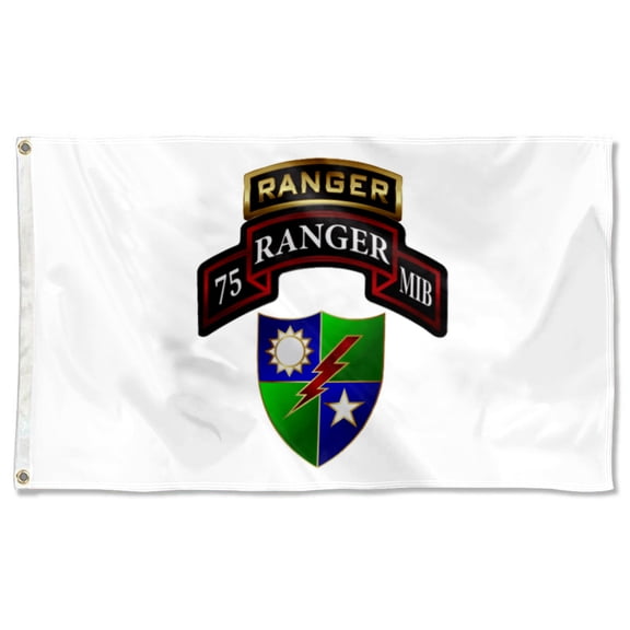Cayyon 75th Mib Tabbed Dui White Flag 3x5Feet Military Banner with 2 Brass Grommets