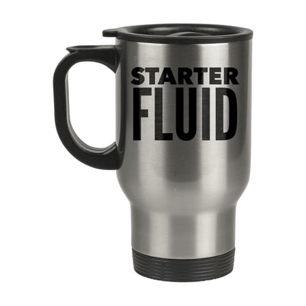 Mechanic Travel Mug - 14 oz Stainless Steel Coffee Cup & Starter Fluid Theme Gift