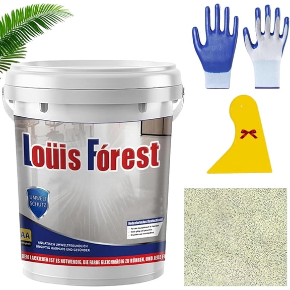 Epoxy Colored Sand Floor Paint, Epoxy Colored Sand Self Leveling Floor Paint, High Gloss Marble Effect Coating for Concrete, Waterproof, Non-slip, For Basement, Garage (light yellow, 35oz(1k))
