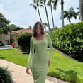thumbnail image 7 of OQQ Women's Long Sleeve Dress Square Neck Ribbed Bodycon Long Soft Dresses, 7 of 7