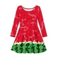 thumbnail image 4 of DISNIMO Kids Watermelon Dress for Girls 5-6 Long Sleeve Dresses Kids Fruit Dress Girls Casual Midi Dress for Kids Soft Dresses for Girls Skater Dress Long Sleeve Girls Swing Dress Children Girls, 4 of 6