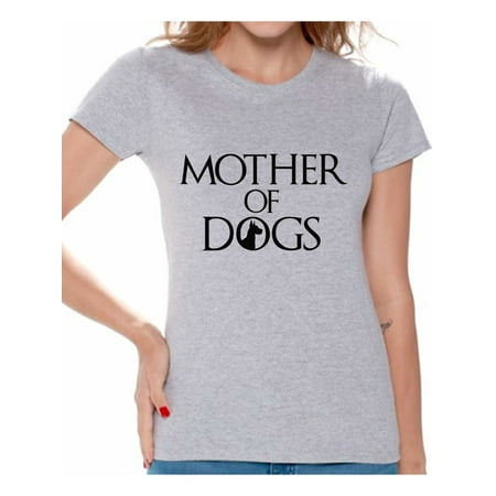 Awkward Styles Women's Mother Of Dogs Fun Graphic T-shirt Tops Pet Lover Dog Mom