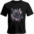 thumbnail image 1 of Camisetas casuales de manga corta con estampado de flores negras en acuarela para hombre. Camisetas gráficas., 1 of 8
