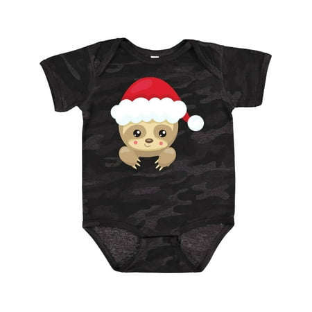 

Inktastic Christmas Sloth Sloth With Santa Hat Cute Sloth Gift Baby Boy or Baby Girl Bodysuit