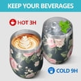 thumbnail image 4 of 12oz Stemless Wine Tumblers Pioneer Flower Vacuum Insulated Stainless Steel Travel Tumbler Cups Mug with Lid and Straw for Champaign,Cocktail,Beer with Cleaning Brush, 4 of 5