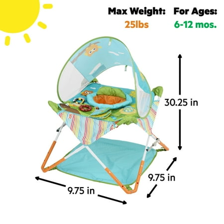 Bright Starts Pop 'N Jump Portable Activity Jumper, Owl Forest, Infant