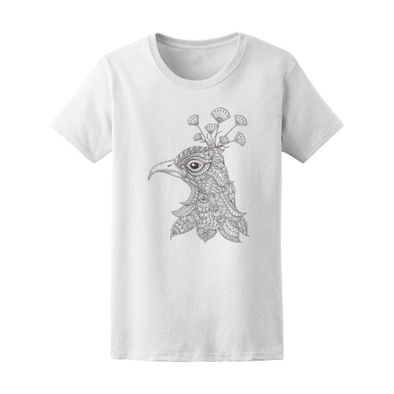 Peacock Ethnic Floral Doodle Tee Women's -Image by Shutterstock