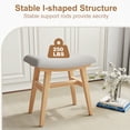 thumbnail image 3 of KASLANDI Solid Wood Vanity Stool, Small Makeup Chair with Saddle Cushion, Compact Vanity Bench for Bedroom, Living Room, Natural, 3 of 12