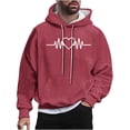 thumbnail image 2 of Sudadera con capucha para hombre, estilo casual, con cuello redondo, estampado, manga larga, blusa de poliéster, 2 of 5