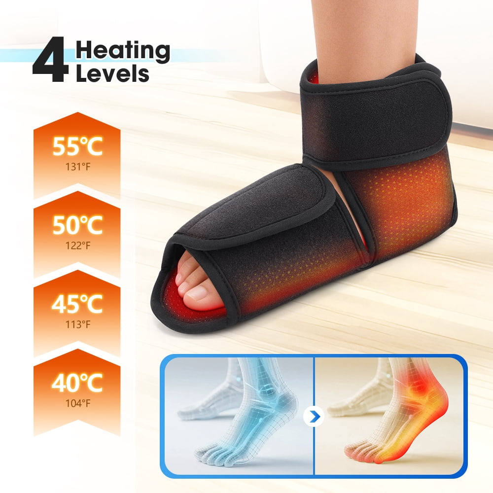 Cordless Ankle Massager, Dual Air Compression & 4-Level Heat Foot Massager, Portable Foot Massager Machine, Adjustable Intensity for Home Office, Foot and Ankle Massager Gift for Men Women, Black