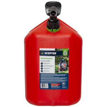 SCEPTER 5 GALLON CAPACITY SMART CONTROL DUAL HANDLE GAS CAN, FSCG571EOC, RED FUEL CONTAINER