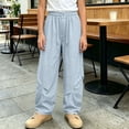 thumbnail image 5 of Bixock Toddler Girls High Waist Wide Leg Pants Kids Soild Color Loose Casual Straight Leg Pants with Pockets Soft Comfortable Workout Outdoor Daily Wear Girls Clothings Size 7-8Years, 5 of 6