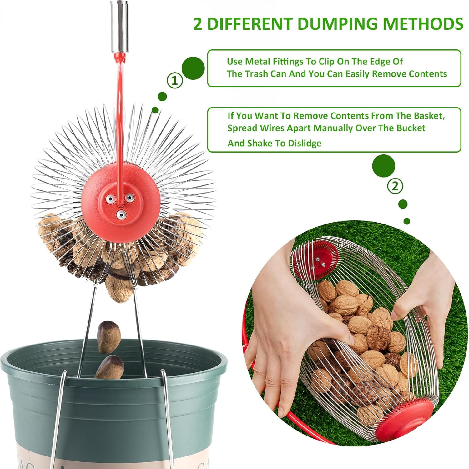 14.6” Nut Gatherer Roller Tool with Telescopic Handle – Manual Collector for Walnuts, Pecans, Golf Balls & More – Adjustable Yard Harvesting Tool