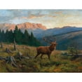 thumbnail image 3 of Franz Xaver von Pausinger 14x12 Black Modern Framed Museum Art Print Titled - A Royal Stag at Dusk (1902), 3 of 5