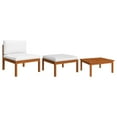 thumbnail image 2 of vidaXL 3 Piece Patio Lounge Set with Cushions Solid Acacia Wood, 2 of 10