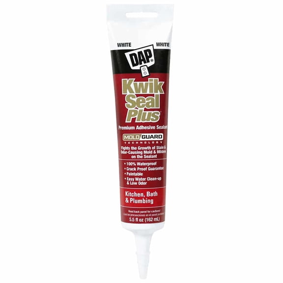 5.5 oz Dap 18526 White Kwik Seal Plus Kitchen & Bath Adhesive Sealant