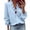 Light Blue, variant on Women's Oversized V-Neck Shirt Solid Color Long Sleeve Blouse for Casual Fall Office, Effortlessly Chic Shirts for Women