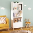 thumbnail image 2 of Sesslife 4-Tier Kids Bookshelf for Kids Room, Wooden Kids Toy Storage Organizer, Multi-functional Cute Nursery Book Shelves and Toy Storage with Display Stand for Boys Girls, White, 2 of 10