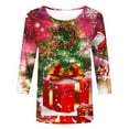 thumbnail image 4 of 2025 Christmas Tops for Women Plus Size 3X ,3/4 Sleeve Christmas Blouses for Women - Trendy Fit,Christmas Tops for Women Sparkle - Red S, 4 of 5