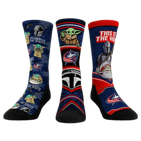 Unisex Rock Em Socks Columbus Blue Jackets The Mandalorian 3-Pack Crew Socks