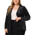 thumbnail image 2 of Blazers de terciopelo de talgrande pamujer con cuello en V, solacon muescas, informal, peplum Negro 1X, 2 of 6