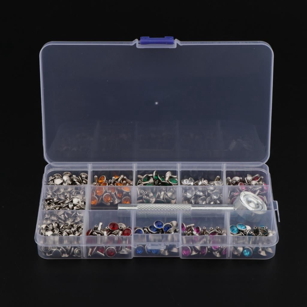 Yunhgft 240Pcs 7mm Rhinestone Studs Rivets Studs Rivets Studs With Tool For Leather DIY