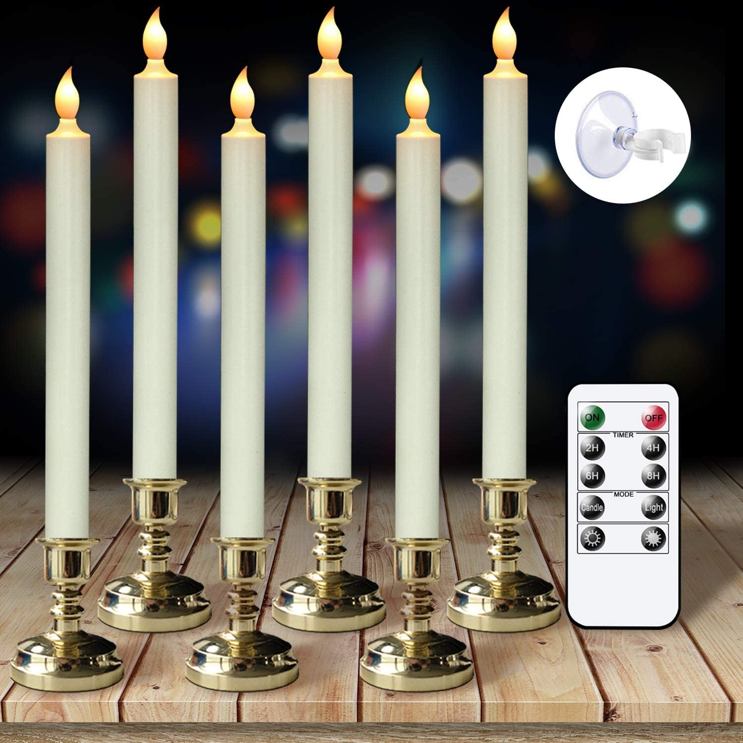 Eldnacele Flameless Battery Operated Flickering Taper Candles with