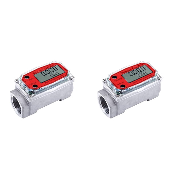 2X Medidor de Flujo de Turbina Digital de 1 Pulgada Pantalla LCD Digital con Medidor de Flujo de Combustible de Contador NPT para Medir El Aceite del Motor