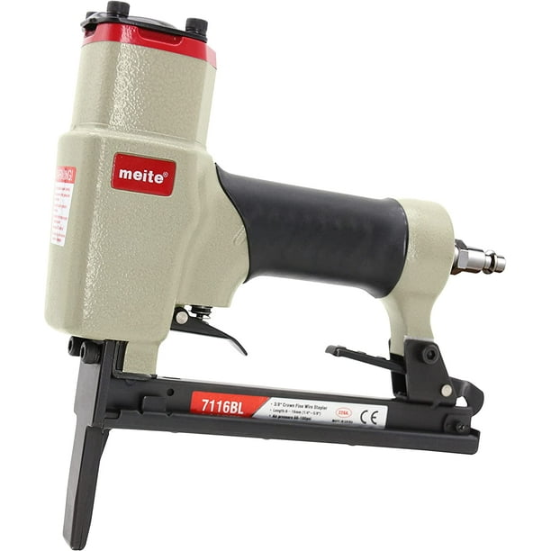 meite 7116BL Pneumatic Upholstery Stapler Air Staple Gun with Long Nose