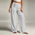 thumbnail image 5 of Ynynloco Women's Cotton Striped Wide Leg Pants Comfy Pajama Pants High Waist Wide Leg Lounge Pants Lightweight Loose PJ Bottoms, 5 of 6