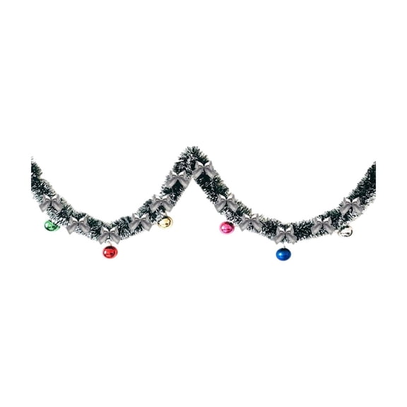 Virelaxpo 2 Meter Christmas Garland with Bows and Ornaments, 19 Piece Decorative Set for Tree Staircase Fireplace, Festive Vine Decor