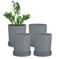 thumbnail image 1 of Uxcell 4 paquetes de macetas de 4.5 pulgadas, macetas de plástico con agujeros de drenaje para cactus, macetas para plantas de interior, gris, 1 of 7