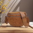 thumbnail image 5 of HUISZJ Faux Suede Chest Bag, Brown Crossbody Sling Bag with Removable Wallet, Trendy Fanny Pack for Women Work Travel, 5 of 7