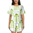 thumbnail image 1 of Fotbe Frogs and Dragonflies Conjunto de Pijama Estampado para Mujer, 2 Piezas, Ropa de Dormir con Camiseta de Manga Corta y Shorts Suaves-X-Large, 1 of 6