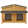 thumbnail image 4 of 47.2" Large Wooden Dog House Double Door & Porch Design, Weather-Resistant Raised Floor Ventilation for Small & Medium Dogs, Solid Fir Wood Outdoor/Indoor Kennel & Crate, 4 of 8