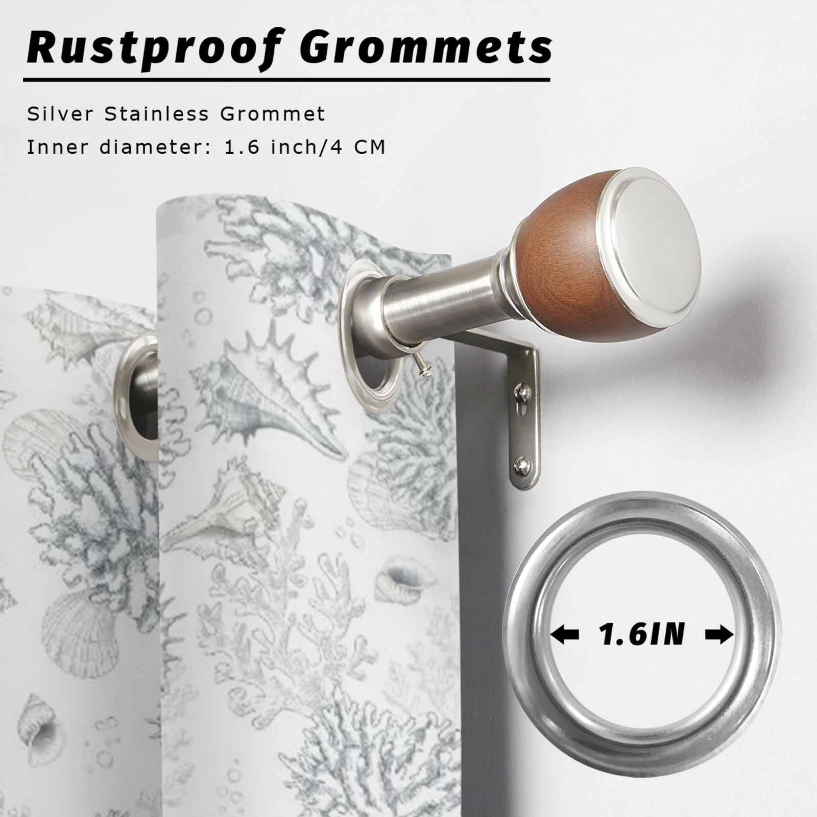 Summer Marine Life Outdoor Curtains for Patio, Abstract Line Drawing Coral Conch Coastal Sunshade Privacy Drapes Grommet Waterproof Outside Curtains for Porch/Cabana/Balcony 54"x 108", 1 Panel