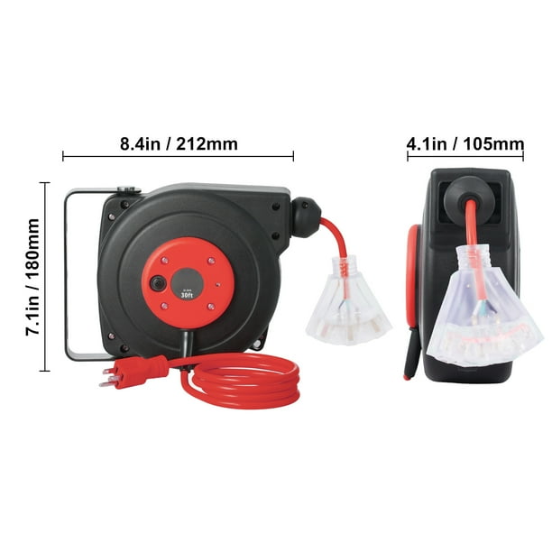 SVOPES 45 ft., 12 Gauge / 3 Conductors, 15 Amps Retractable