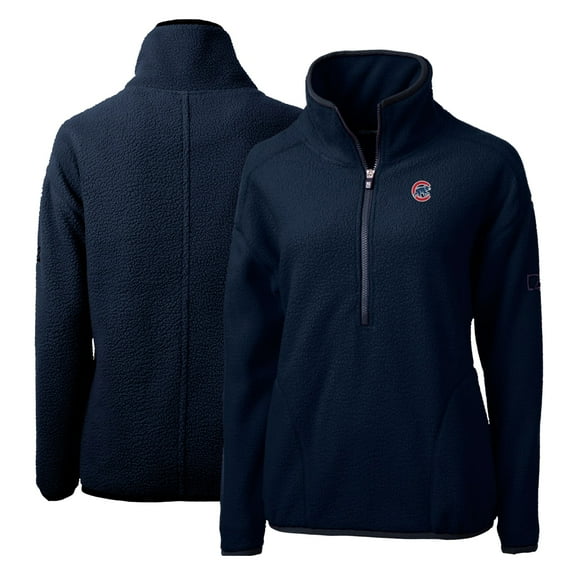 Women's Cutter & Buck Navy Chicago Cubs Cascade Eco Sherpa Fleece Quarter-Zip Pullover Jacket
