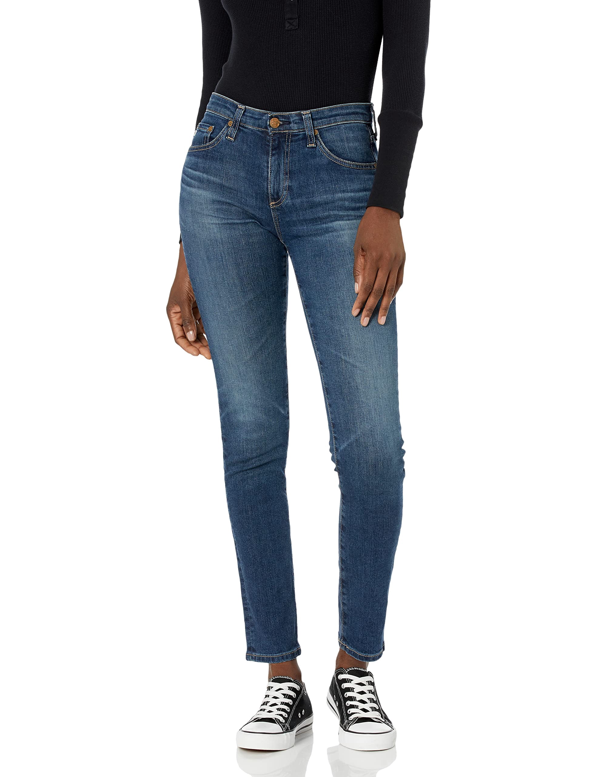 AG Adriano Goldschmied Women's Brinley Mid Rise Straight Jeans – Classic Denim Fit, Natural Waist, Straight Leg