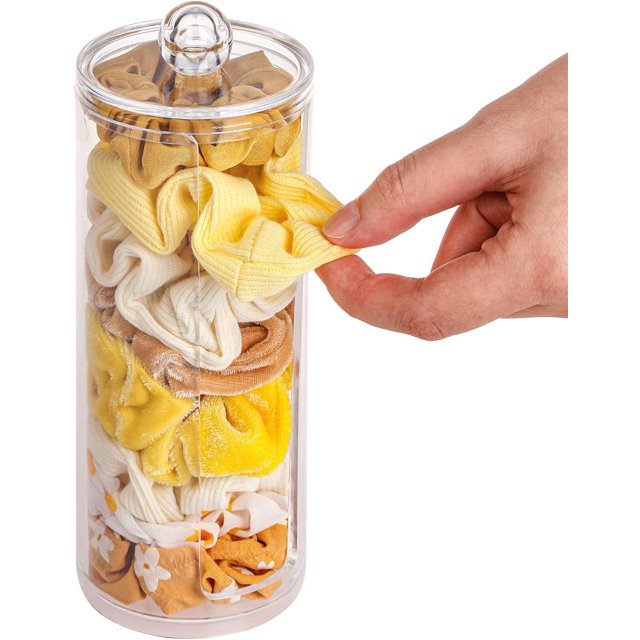 GHSDFBB Support Transparent pour Chouchou, Organisateur de Cheveux avec Couvercle, Organisateur Portable pour Accessoires de Cheveux Parfait pour Adolescentes