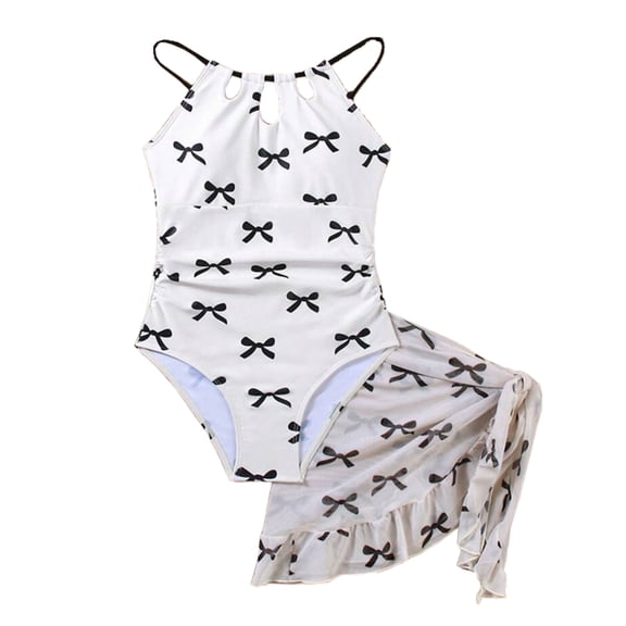 CCRFTGI Girls Swimsuits Size 10-12 Summer Adjustable Straps One Piece Bathing Suit with Mesh Cover Beach Swimwear Swimsuits Swimming Clothes for Teen Girls Bathing Suits White 12-13 Years