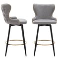 thumbnail image 1 of 29 Inch Counter Height Bar Stools Set of 2,180°Self-Righting Modern Swivel Bar Chairs Set of 2,With Golden Nailhead Trim And Metal Base,for Kitchen Island Restaurant Pub(Light Grey,29 inch，2PCS), 1 of 11