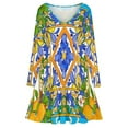 thumbnail image 3 of Summer Sicilian Tiles Citrus Lemons Majolica Mediterranean Long Sleeve Sexy Dresses For Women Ladies Vintage Elegant Party Dress Oversized V-neck Dress, 3 of 7