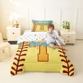 thumbnail image 2 of Erosebridal Light Blue Dripping Baseball Stitch & Waffle Letter T Graphic Twin Comforter Sets 3-Piece, Alphabet Graphic Bedding Set for Boys And Girls Kids,Breathable Home Decor, 2 of 6
