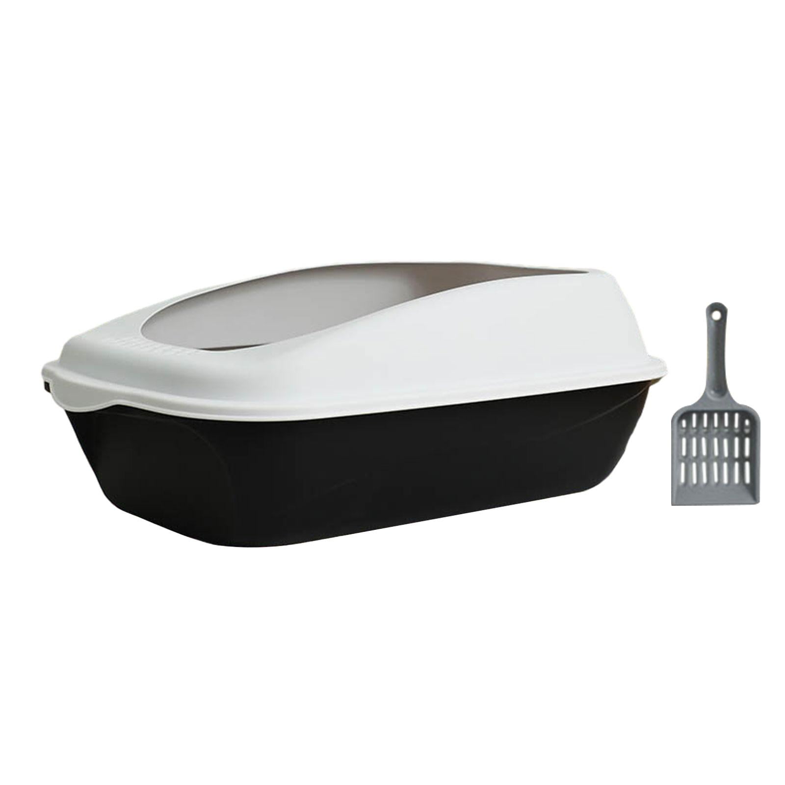 Open Cats Toilet Litter Pans Easy to Clean Splashproof Cat Small Dogs Bedpan Kitten Potty Pan for Small Animals Rabbit Kitten , Black